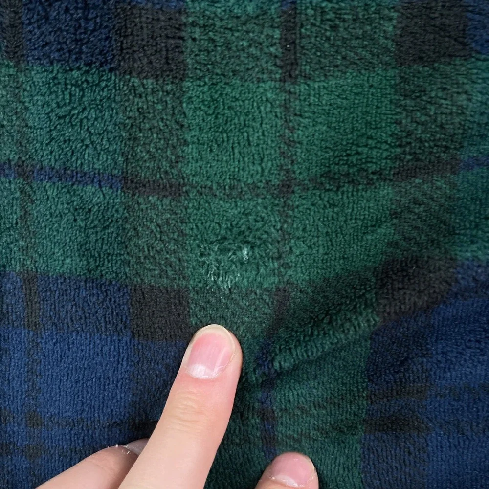 Polo Ralph Lauren Robe Mens Large Green Blackwatch Plaid Thick Fleece Belted